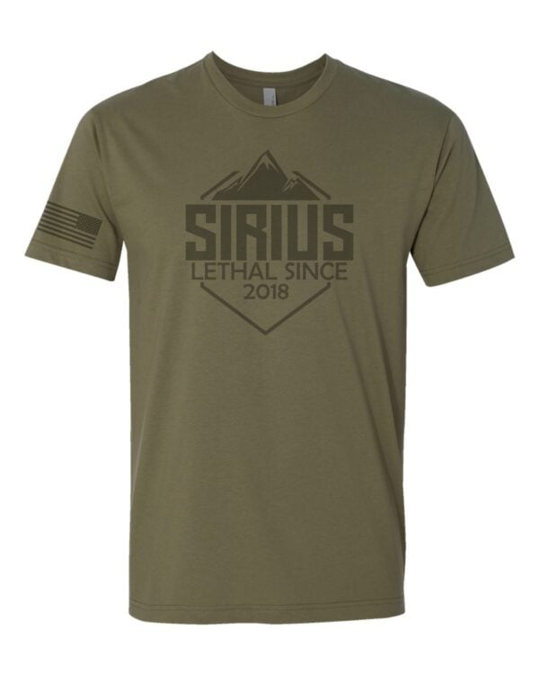 Sirius Adventure Tee Olive Green With American Flag On Sleeve